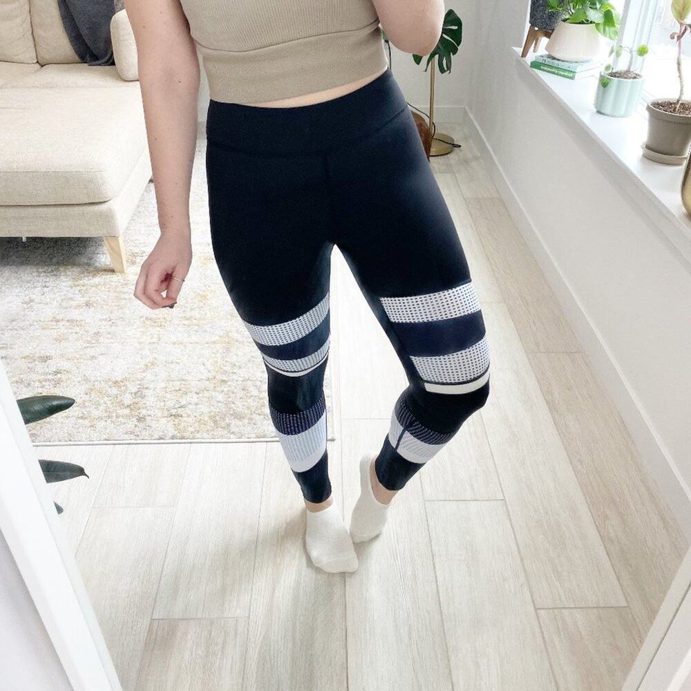 Lilybod Color Block Black & White Leggings Size Medium